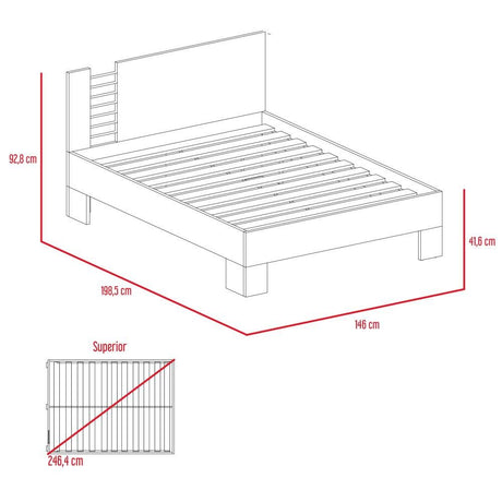 Combo Cama, Mesas de Noche y Rack para TV Doble 140 cm Rovere - Camas | Bylmo