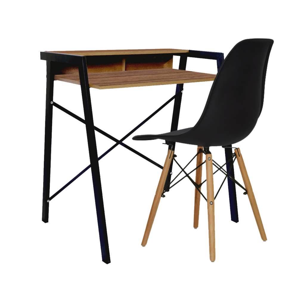 Combo Escritorio y Silla Look Amaretto 80 cm con Entrepaños - Escritorios y Archivadores | Bylmo