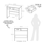 Combo Escritorio y Biblioteca Rovere y Blanco 40x100.8cm Con Un Cajón y con Organizador de Libros - Escritorios y Archivadores | Bylmo