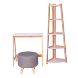 Combo Escritorio, Biblioteca Esquinera y Puff Pino 75 cm Minimalista - Escritorios y Archivadores | Bylmo