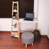 Combo Escritorio, Biblioteca Esquinera y Puff Pino 75 cm Minimalista - Escritorios y Archivadores | Bylmo