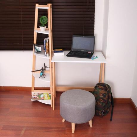 Combo Escritorio, Biblioteca Esquinera y Puff Pino 75 cm Minimalista - Escritorios y Archivadores | Bylmo