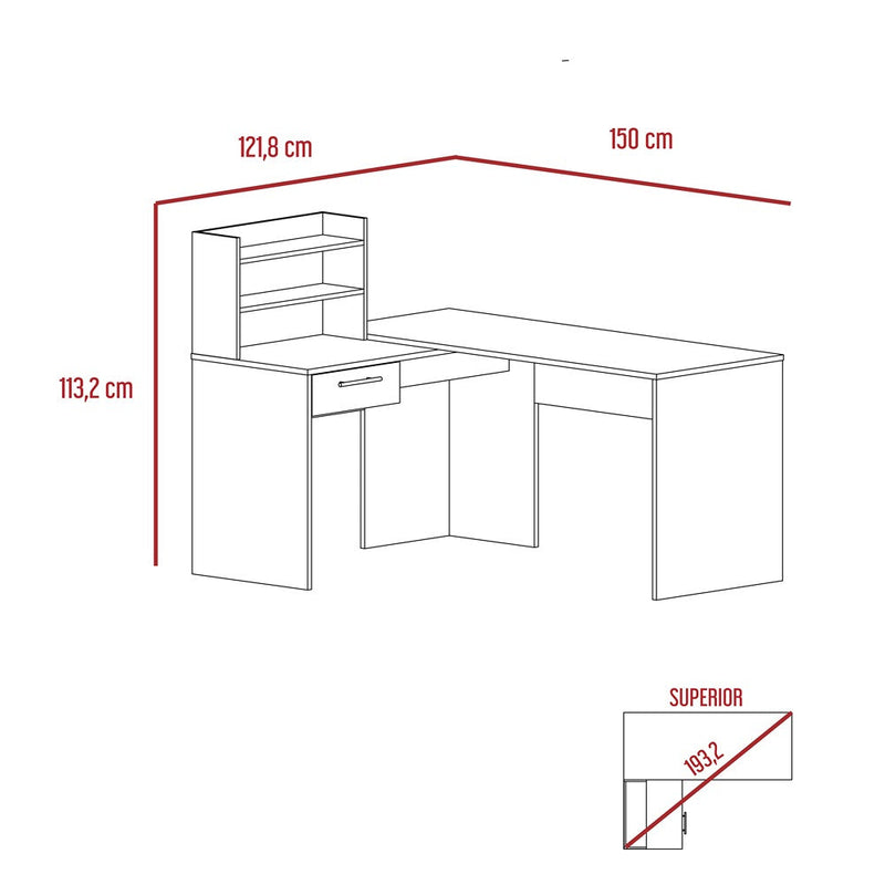 Combo Escritorio y Biblioteca Standford Miel 150 cm con Entrepaños