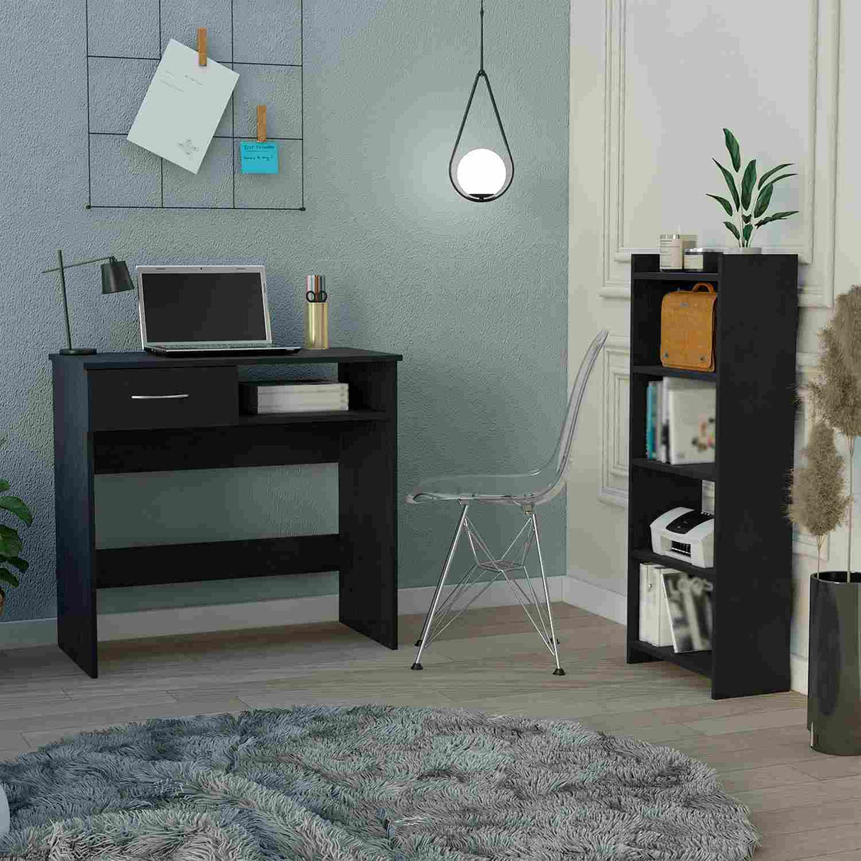 Combo Escritorio y Biblioteca Vizcaya Wengue 80 cm con un Cajón y Entrepaños - Combos Oficina | Bylmo