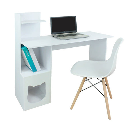 Combo Escritorio y Silla King Blanco 40 cm con Espacio para Mascota - Combos Oficina | Bylmo