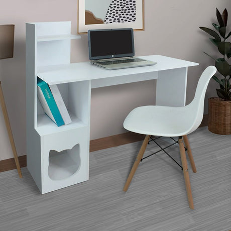 Combo Escritorio y Silla King Blanco 40 cm con Espacio para Mascota - Combos Oficina | Bylmo