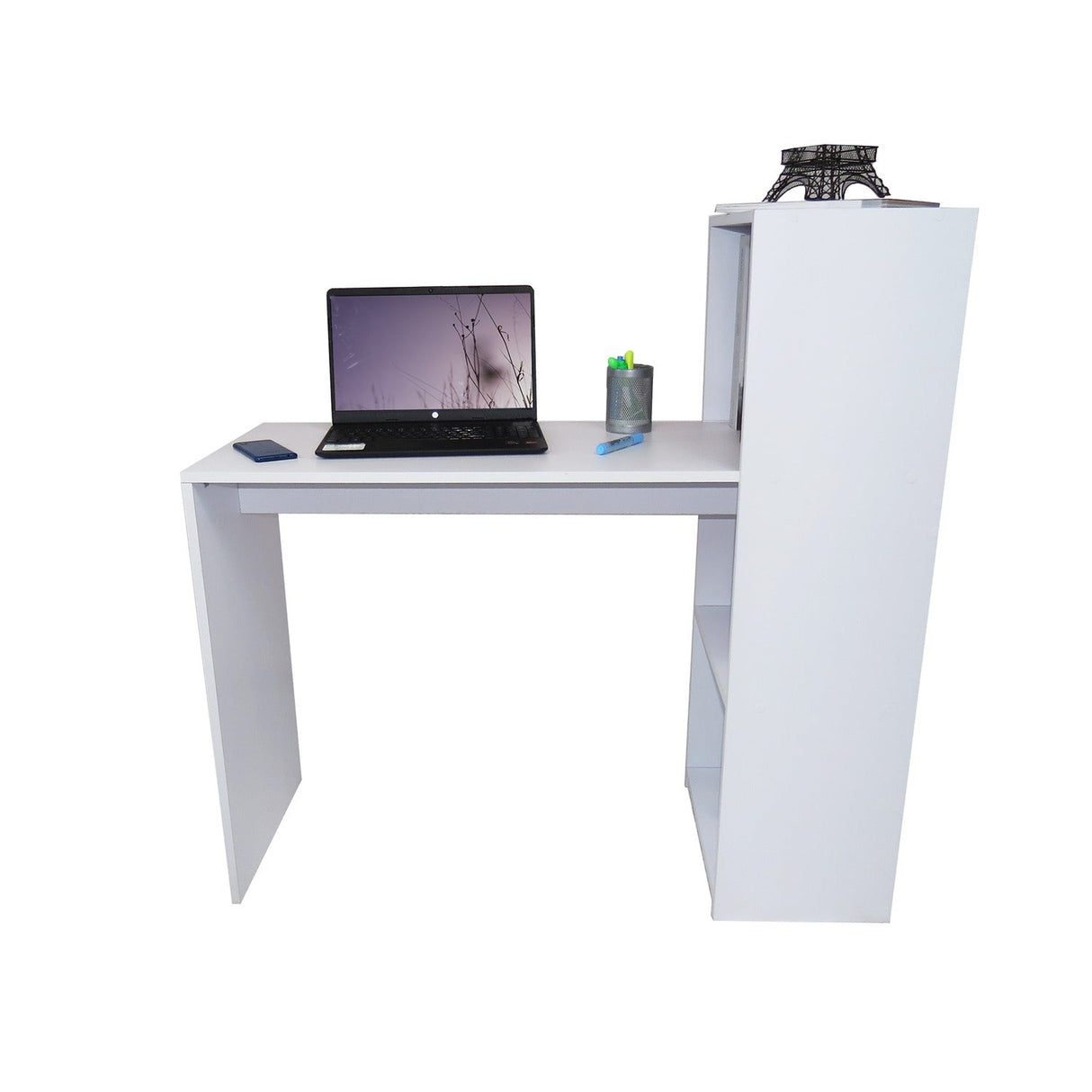 Combo Escritorio y Silla Queen Blanco 110 cm con Biblioteca - Combos Oficina | Bylmo