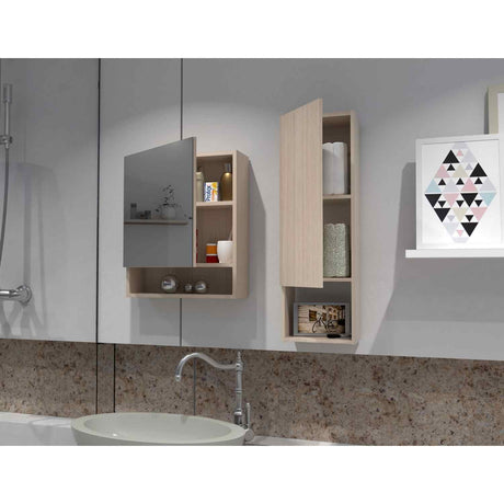Set x 2 Gabinetes de Baño Arena 46x55cm Cuadrado con Espejo y con Seis Entrepaños - Gabinetes de Baño | Bylmo