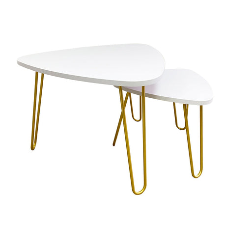 Combo Mesa de Centro y Mesa Auxiliar Shine Blanco 60 cm Triangulares - Combos Sala | Bylmo