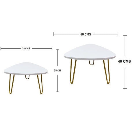 Combo Mesa de Centro y Mesa Auxiliar Shine Blanco 60 cm Triangulares - Combos Sala | Bylmo