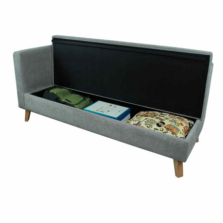 Combo Sofá Baúl Chaise Long Gris 163 cm con Mesa de Centro y Banqueta - Combos Sala | Bylmo