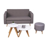 Combo Sofa, Puff y Mesas Gris 140 cm - Sofas | Bylmo