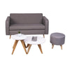 Combo Sofa, Puff y Mesas Gris 140 cm