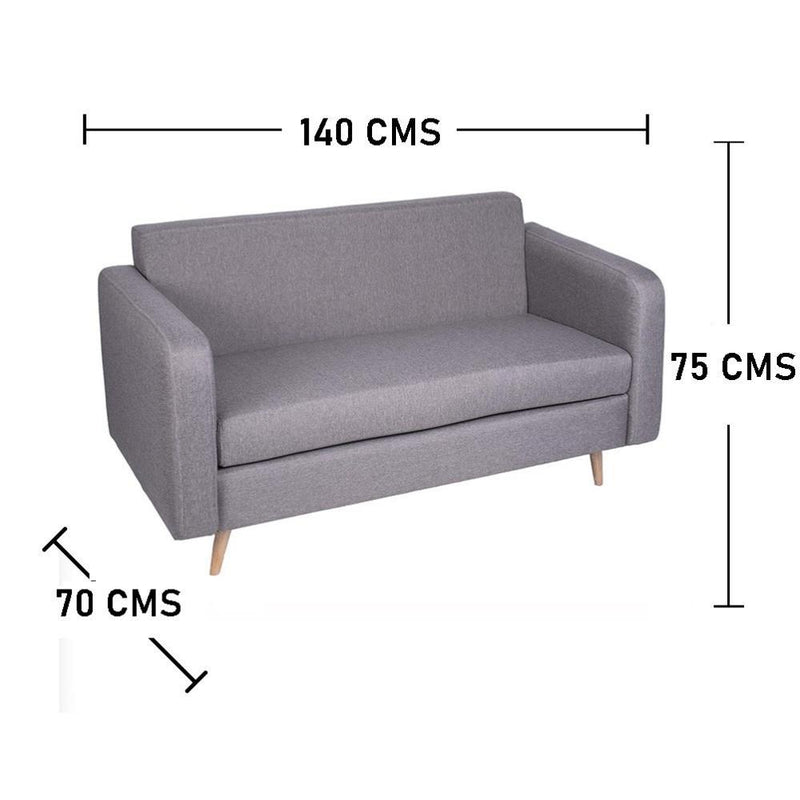 Combo Sofa, Puff y Mesas Loly Gris 140 cm