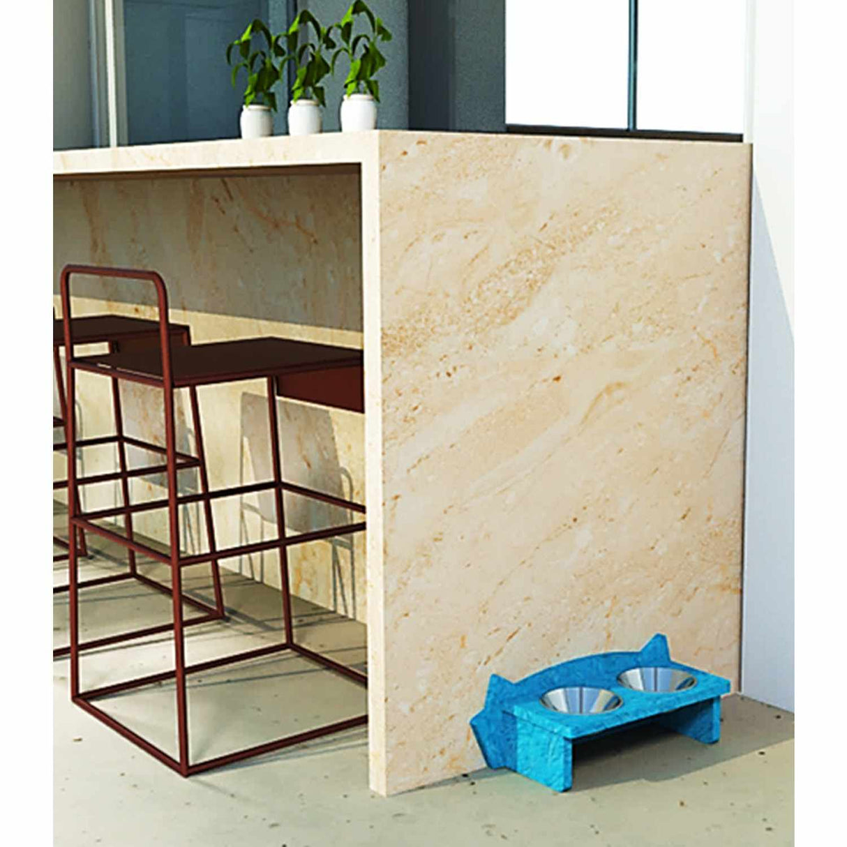 Comedero Mismicos 37 cm Azul Pequeño para Gatos - Muebles para Mascotas | Bylmo