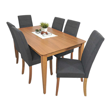 Comedor Albacete Gris 150x74cm Rectangular de Seis Puestos y con Cuatro Sillas - Comedores | Bylmo