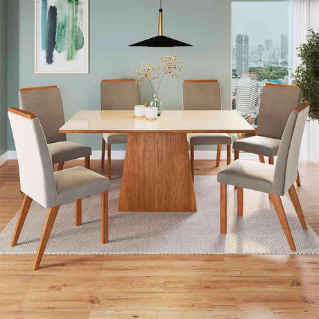 Comedor Atlanta Canela 160 cm de Seis Puestos (Incluye Sillas) - Comedores | Bylmo