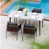 Comedor Brienz Chocolate y Gris 160 cm de Exterior - Comedores | Bylmo