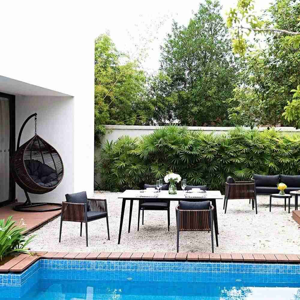 Comedor Brienz Chocolate y Gris 160 cm de Exterior - Comedores | Bylmo