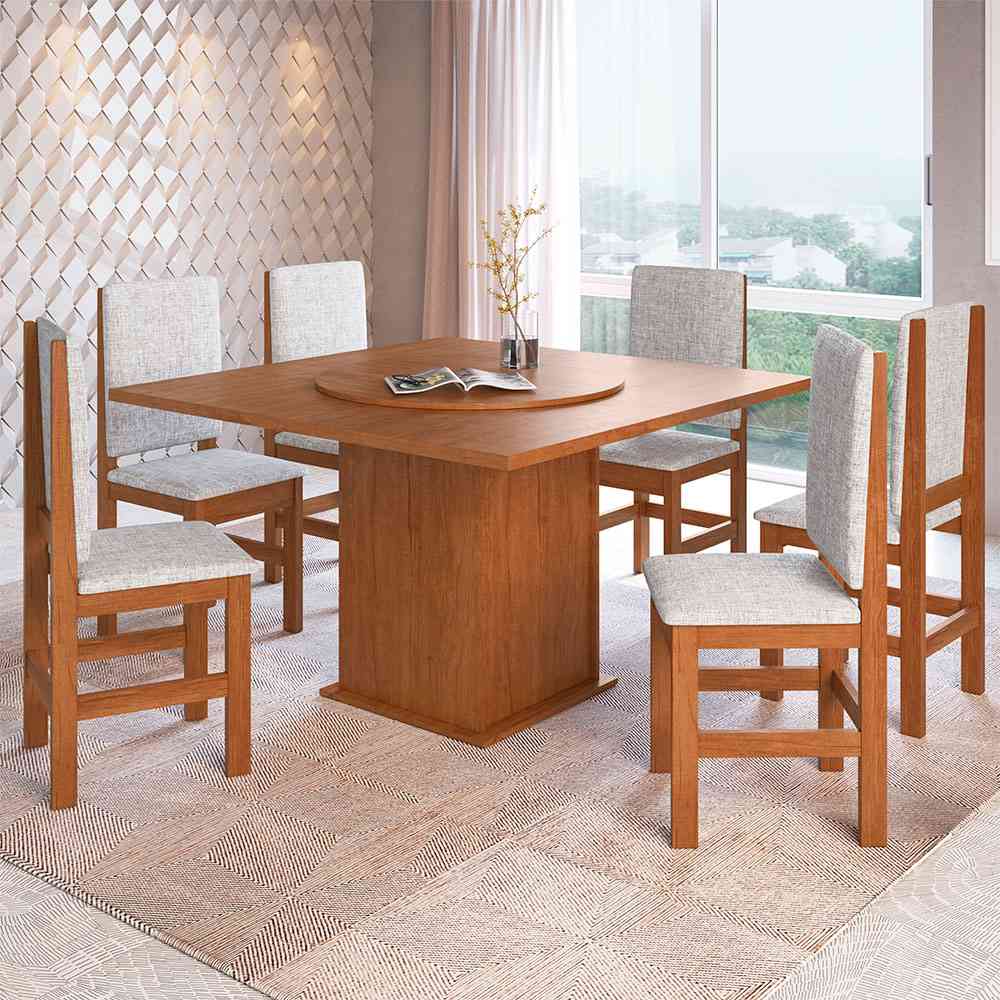 Comedor Columbus Canela 130 cm de Seis Puestos (Incluye Sillas) - Comedores | Bylmo