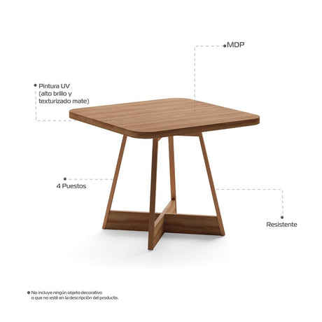 Comedor Imperial Arena Roce 93x24cm Cuadrado de Cuatro Puestos y con Cuatro Sillas - Comedores | Bylmo