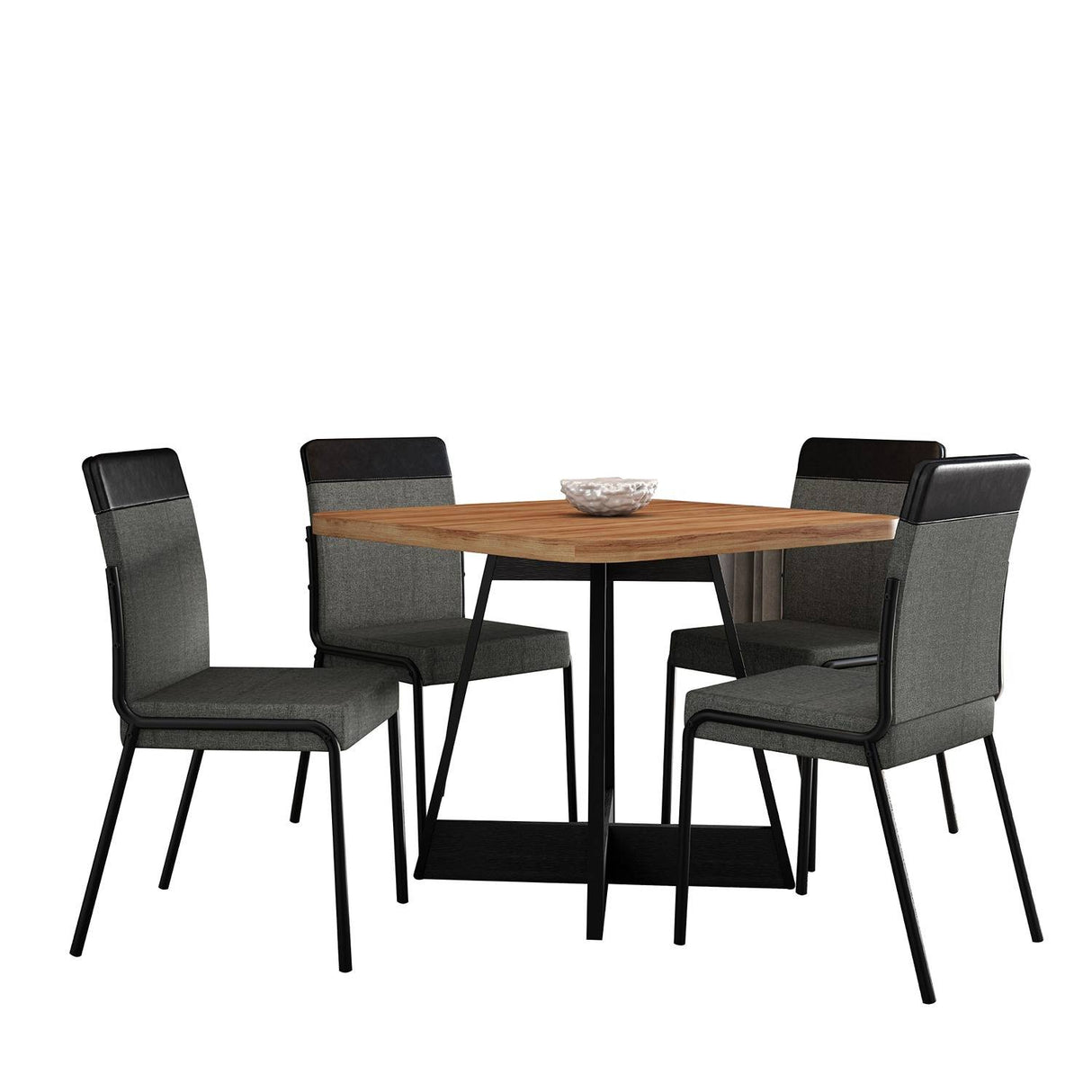 Comedor Imperial Grafito y Negro 93x93cm Cuadrado de Cuatro Puestos y con Cuatro Sillas - Comedores | Bylmo
