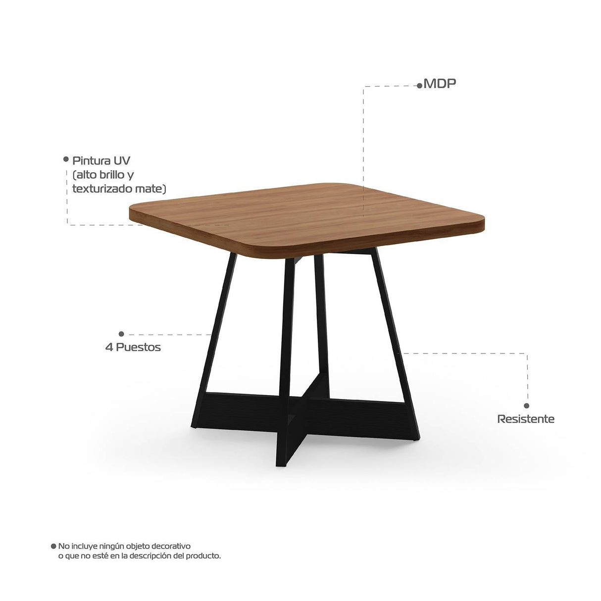 Comedor Imperial Grafito y Negro 93x93cm Cuadrado de Cuatro Puestos y con Cuatro Sillas - Comedores | Bylmo