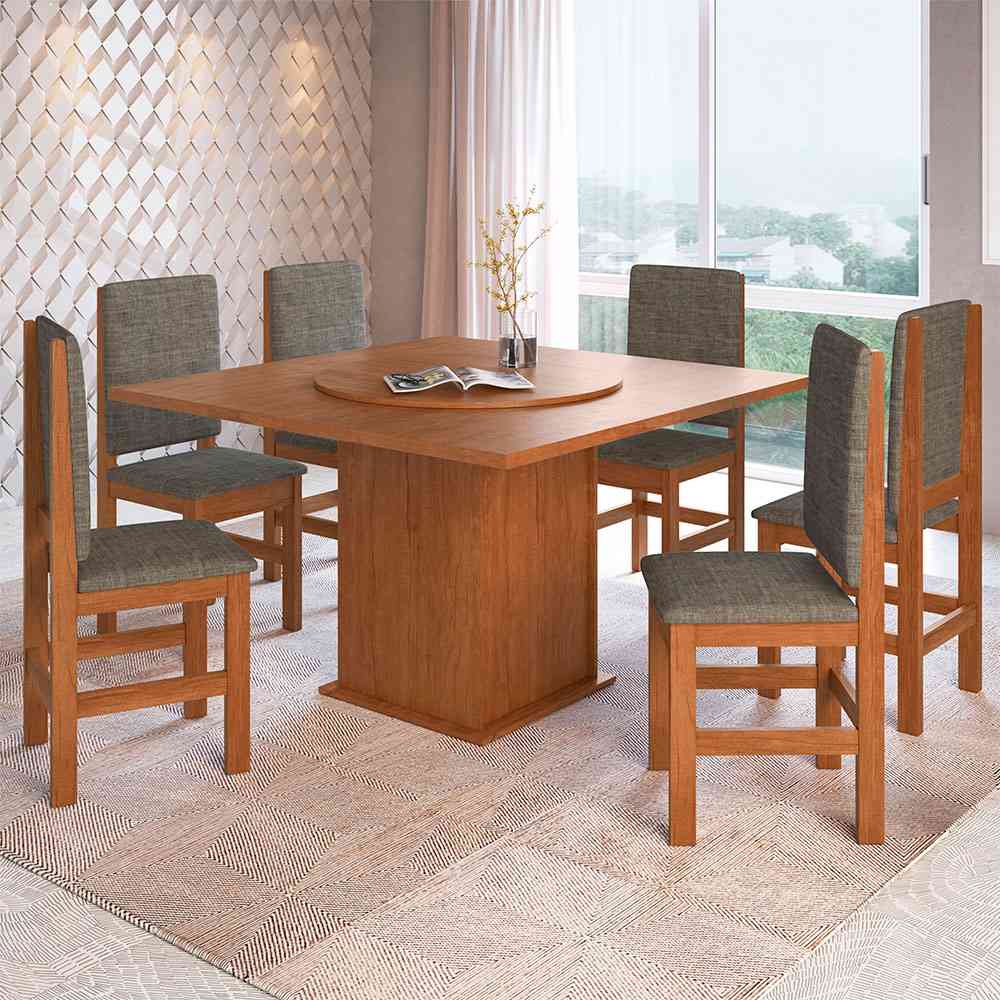 Comedor Modesto Canela 130 cm de Seis Puestos (Incluye Sillas) - Comedores | Bylmo