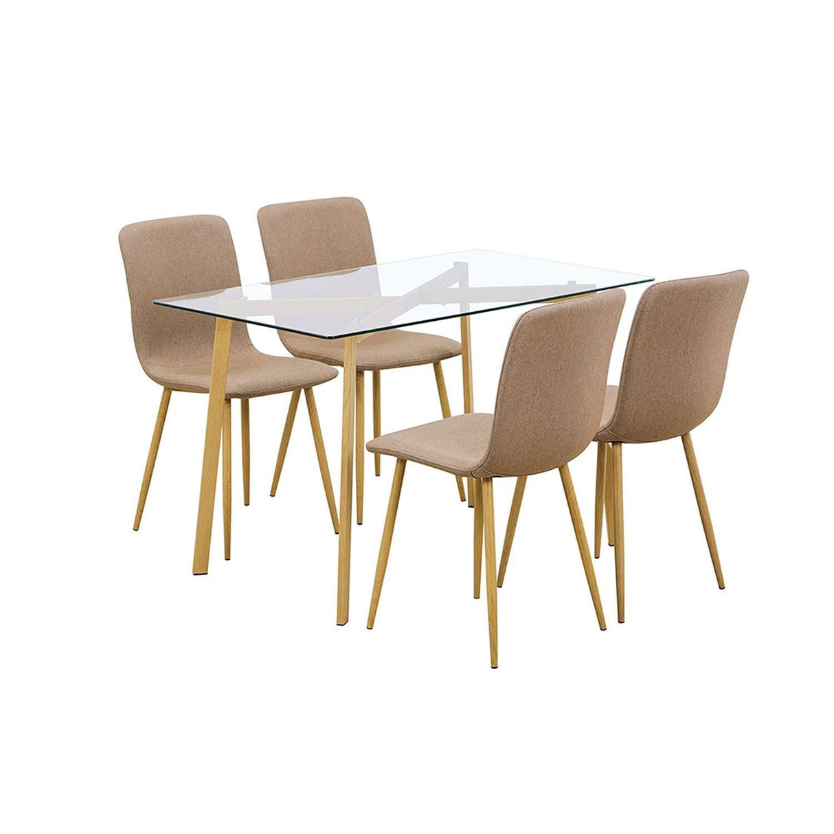 Comedor Natura Cafe 120x70cm Rectangular de Cuatro Puestos y con Cuatro Sillas - Comedores | Bylmo