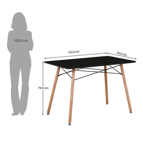 Comedor Norway Negro 120x70cm Rectangular de Cuatro Puestos y con Cuatro Sillas - Comedores | Bylmo