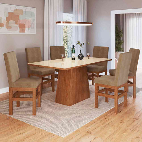 Comedor Orlando Canela 160 cm de Seis Puestos (Incluye Sillas) - Comedores | Bylmo