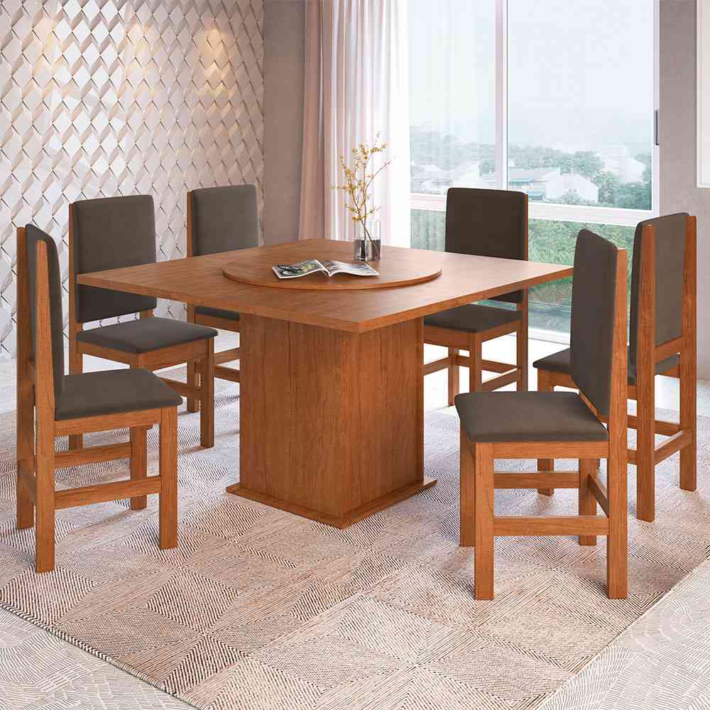 Comedor Pomona Canela 130 cm de Seis Puestos (Incluye Sillas) - Comedores | Bylmo