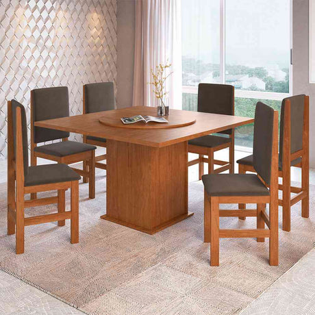 Comedor Pomona Canela 130 cm de Seis Puestos (Incluye Sillas) - Comedores | Bylmo