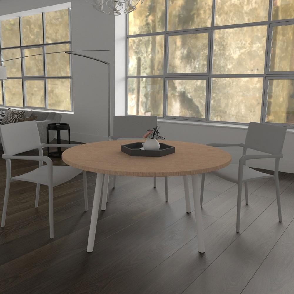 Comedor Like Vienes y Blanco 80x75cm Circular de Cuatro Puestos y sin Sillas - Comedores | Bylmo