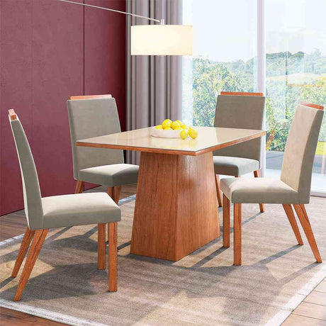 Comedor San Antonio Canela 120 cm de Cuatro Puestos (Incluye Sillas) - Comedores | Bylmo