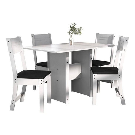 Comedor Siena Blanco 108 cm de Cuatro Puestos con Cuatro Sillas - Comedores | Bylmo