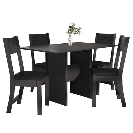 Comedor Siena Negro 108 cm de Cuatro Puestos con Cuatro Sillas - Comedores | Bylmo