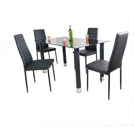 Comedor Talavera Negro 120x70cm Rectangular de Cuatro Puestos y con Cuatro Sillas - Comedores | Bylmo