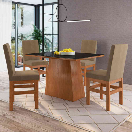 Comedor Tampa Canela 120 cm de Cuatro Puestos (Incluye Sillas) - Comedores | Bylmo