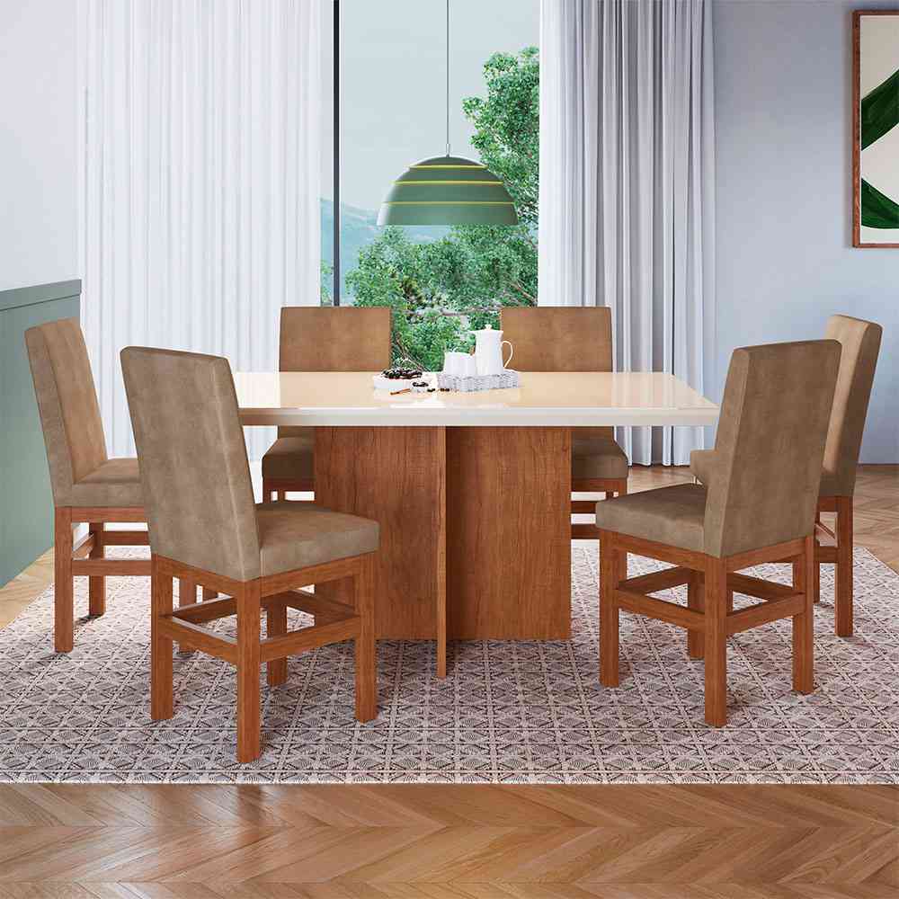 Comedor Tucson Canela 160 cm de Seis Puestos (Incluye Sillas) - Comedores | Bylmo