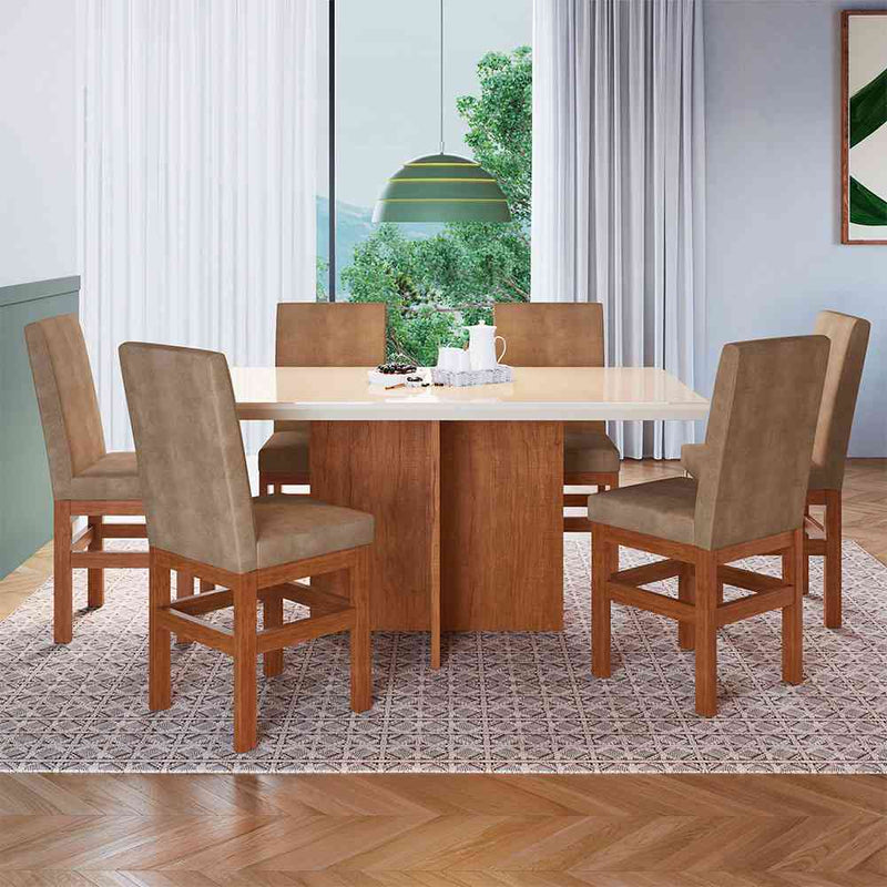 Comedor Tucson Canela 160 cm de Seis Puestos (Incluye Sillas)