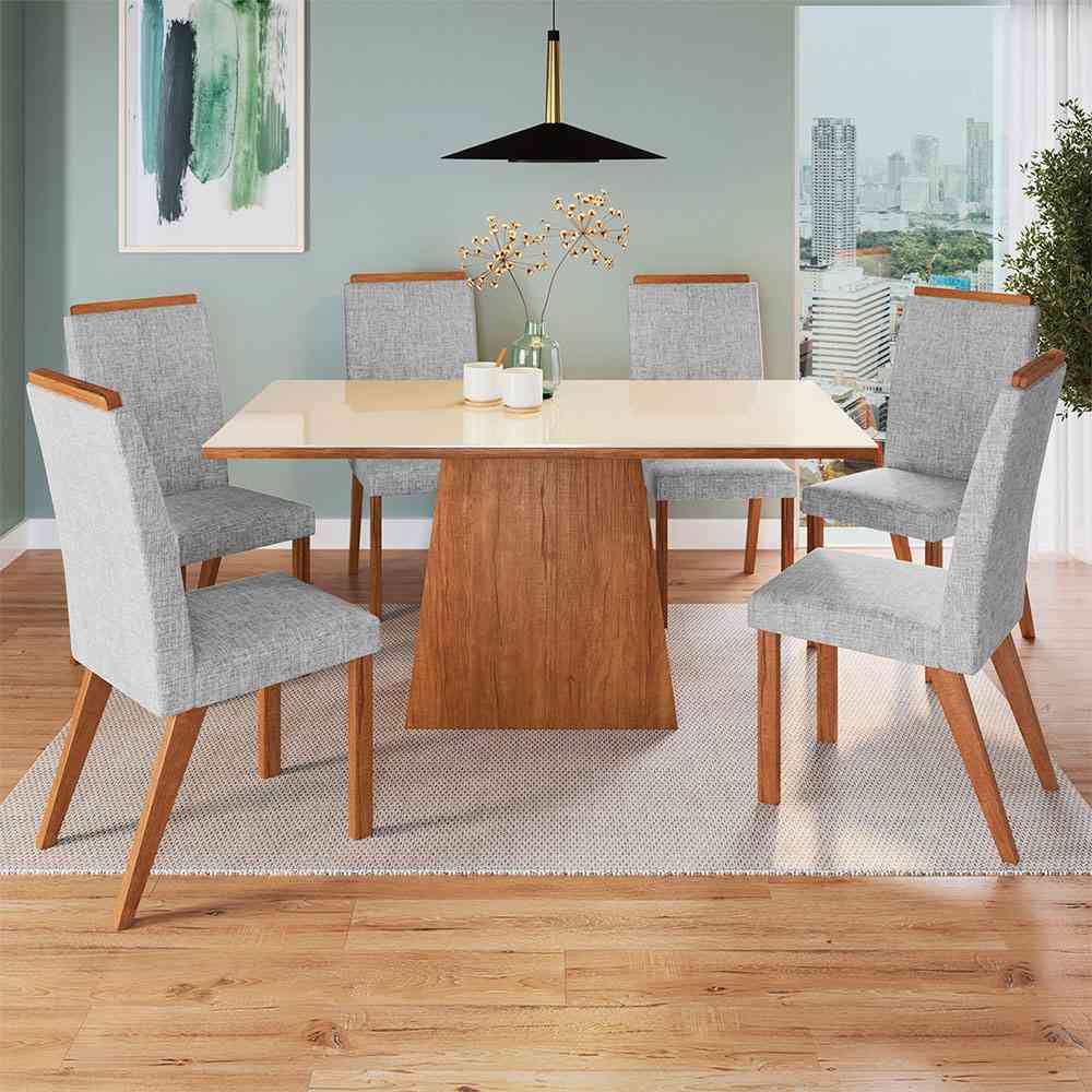 Comedor Virginia Canela 160 cm de Seis Puestos (Incluye Sillas) - Comedores | Bylmo