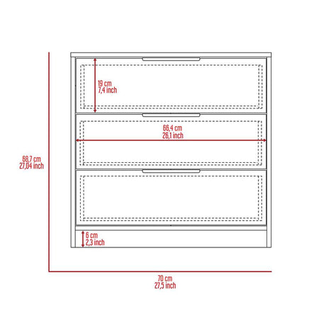 Cómoda Kaia Plus Miel 70x68.7cm De Tres Hileras con Tres Cajones - Cajoneras | Bylmo