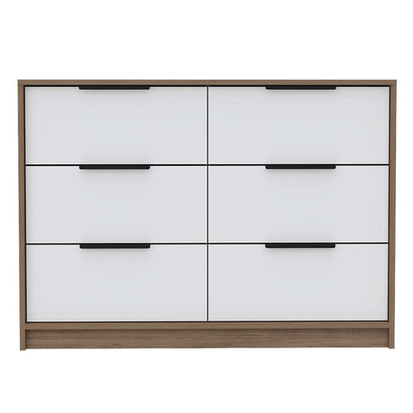 Cómoda Kaia Plus Miel y Blanco 107 cm con Cuatro Cajones y Dos Puertas - Cajoneras | Bylmo