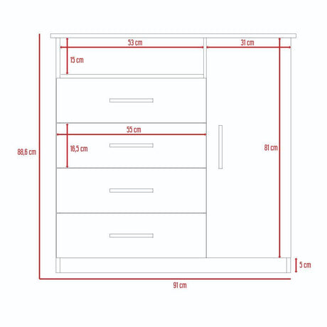 Cómoda Habano 91x88.6cm De Cuatro Hileras con Cuatro Cajones - Cajoneras | Bylmo