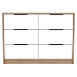 Cómoda Kaia Miel y Blanco 107x77.6cm De Tres Hileras con Seis Cajones - Cajoneras | Bylmo