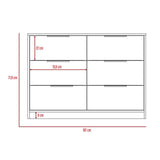 Cómoda Kaia Miel y Blanco 107x77.6cm De Tres Hileras con Seis Cajones - Cajoneras | Bylmo