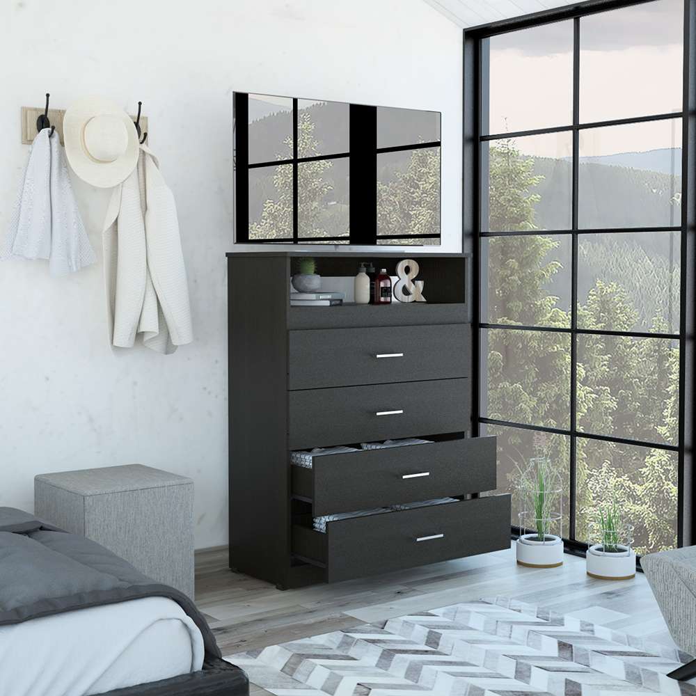 Cómoda Z Wengue 80x109.8cm De Cuatro Hileras con Cuatro Cajones - Cajoneras | Bylmo