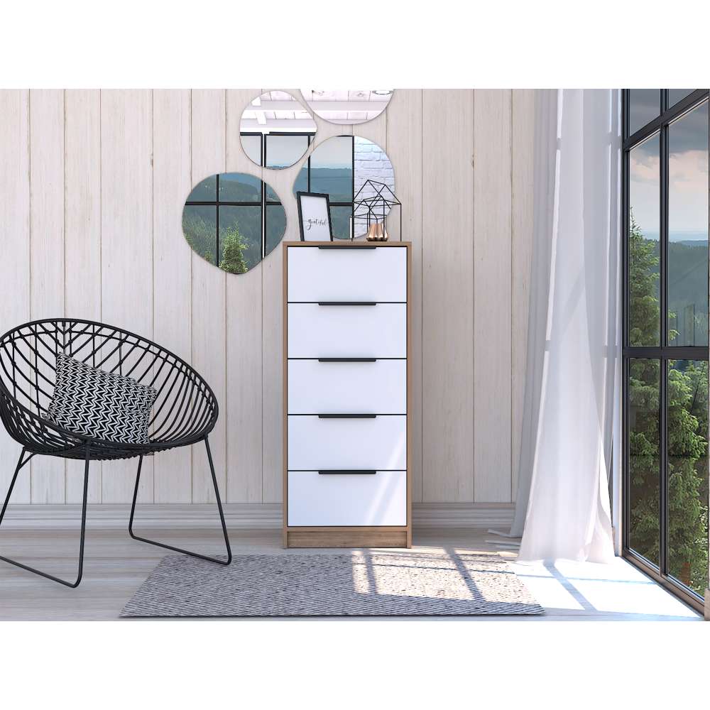 Cómoda Kaia Blanco 45x107.8cm De Cinco Hileras con Cinco Cajones