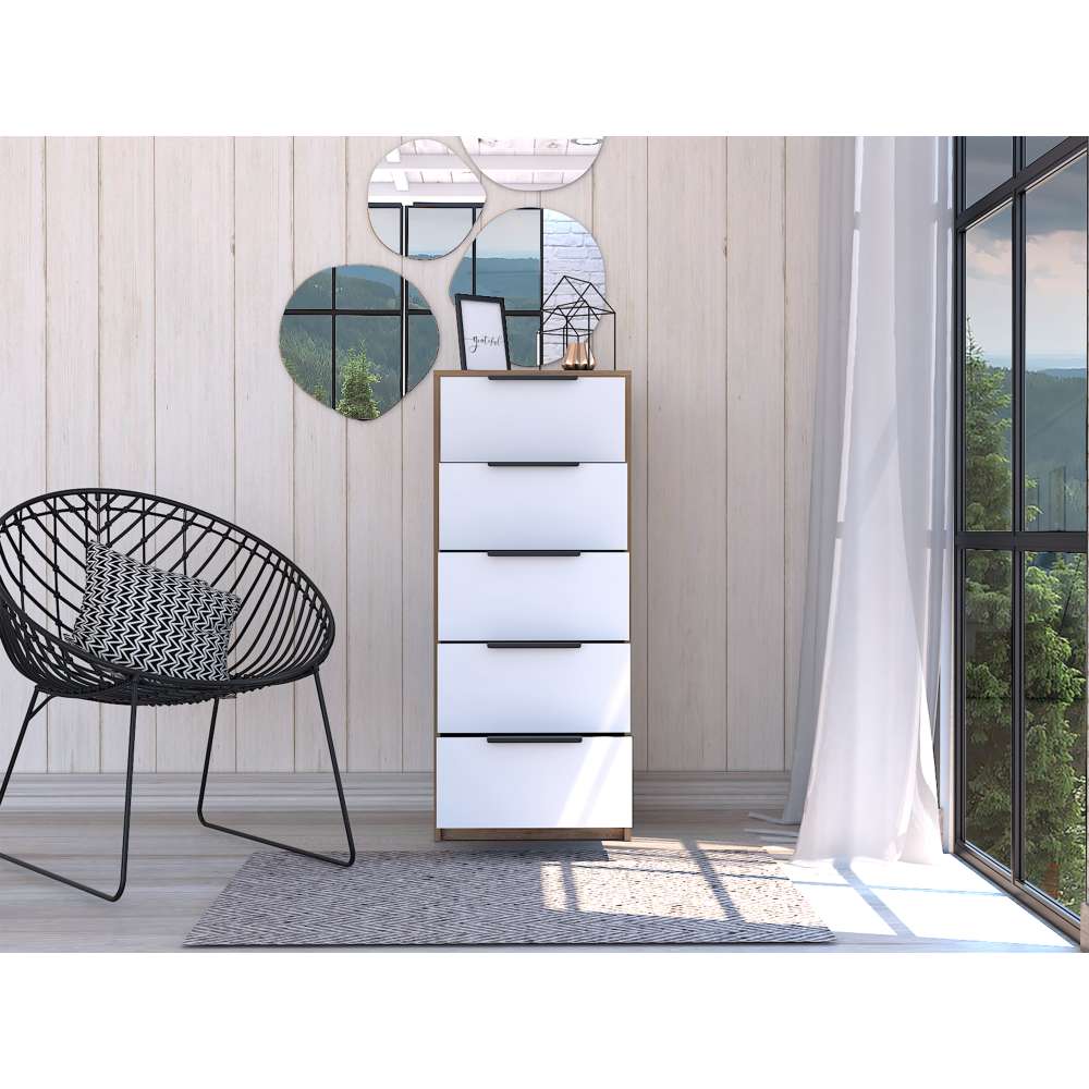 Cómoda Kaia Blanco 45x107.8cm De Cinco Hileras con Cinco Cajones